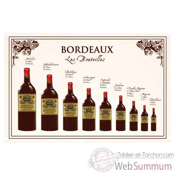 Video Torchon imprime bouteilles Bordeaux -1241