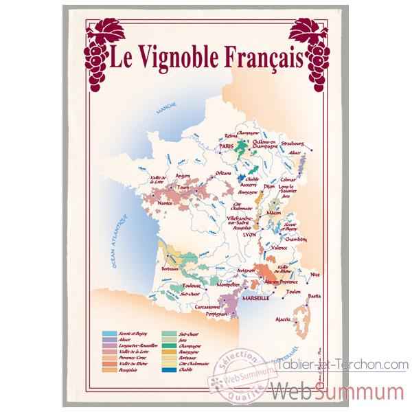 Torchon imprimé vignoble Français -1013