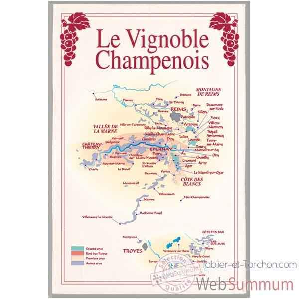 Torchon imprime vignoble Champenois -1095