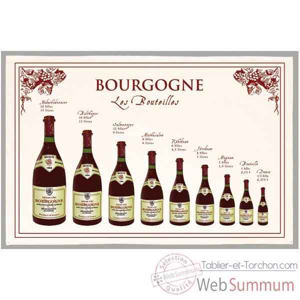 Torchon imprimé bouteilles Bourgogne -1242